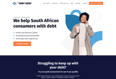 mydebthero.co.za website card